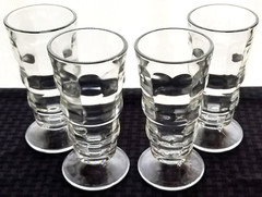 Vintage Glass 4 Clear Optic Colonial Design 12 oz Soda Milk Shake Tumblers
