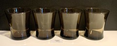 4 Anchor Hocking Linden Smokey Brown Tawny Glass Flared Tumblers Lowball Vintage