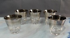 Set of 5 Vitreon Queens Lusterware Silver Fade Silver Ombre 3″ Shot Glasses