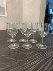 Baccarat Capri Optic Claret Crystal Wine Glasses Set of 6 France 5 7/8 in