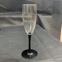 12 – Vintage Cristal d’Arques Champagne Flutes “Astra” Black Stem &Optic Swirl