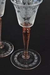Steuben Crystal Rosa Stemware Cira 1920s Set Of 6 Van Dyke Red Wine Glasses