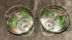 Pair 2 Lenox Holiday Holly Berry Gold Wine Iced Tea Glass Water Goblet Christmas