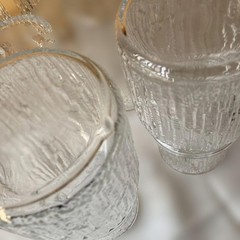 HOYA Icy Textured Bedside Carafe Tumbler Glass D6.4cm H12cm 8 Set
