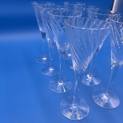 Sasaki Crystal Reflections Water Wine Glass Set of 8 Swirl Spiral Optic 8″ Clear