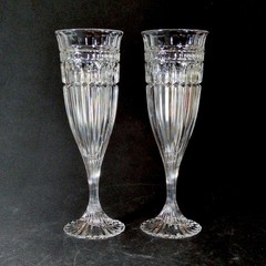 MIKASA TITAN CHAMPAGNE FLUTES, Cut Lead Crystal, 8 3/4″, 10 oz, Slovenia, 2PCS