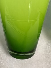 Set Of 4 Lime Green Hand Blown Cased Glass Tumblers Highball Iced Tea Glasses