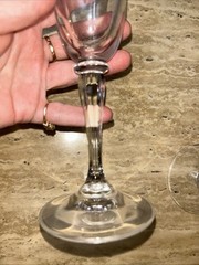 Set of 4 Mikasa Wheaton Like glass fluted champagne flutes with twisted stems.