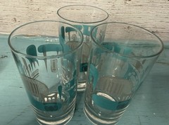 Vintage Anchor Hocking Blue Heaven Tumblers Xs 3 NICE