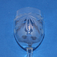 set of 4 etched crystal 7.5″ wine glasses stemware flowers leaves