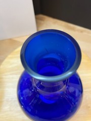 Vintage Hortensja Poland Cobalt Blue Blown Glass Decanter – 11″