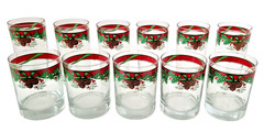 Set of 11 Vintage Anchor Hocking Traditions Christmas Holiday Glasses