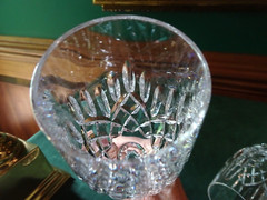 WATERFORD CRYSTAL LISMORE CHAMPAGNE FLUTE GLASSES, PAIR, IRELAND, SIGNED, 8-7/8″