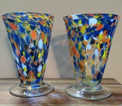 Hand Blown Art Glass – Set of 2 DrinkWare By 1 Source Inc 1991 USA