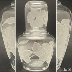Crystal 2pc Morning Glory Pansy Bedside Tumble-Up Carafe/Decanter 7.25″t 16oz