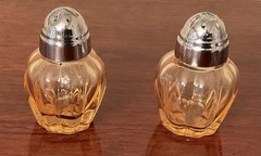 Vintage Amber Depression Glass Salt & Pepper Shaker Set