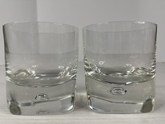LA PIANA CRISTAL AU PLOMB Heavy Weighted Bubble Square Base Low Ball Glass