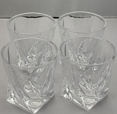 Set of (4) of Mikasa Twisted Motion Crystal Old Fashioned 3.75” Tumblers