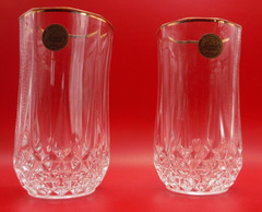VTG Set of 2 Cristal D’Arques Longchamp Gold Trimmed 12oc Flat Tumblers FRANCE