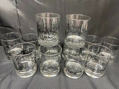 Set of 12 (6 designs) Double Old Fashioned Glass Tumblers ~ 4″ Tall