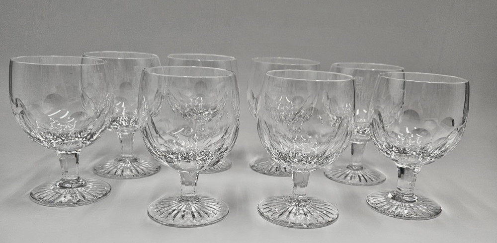 Vintage 8 Royal Brierley «House of Windsor» Full Lead Crystal Goblets Signed
