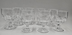 Vintage 8 Royal Brierley «House of Windsor» Full Lead Crystal Goblets Signed