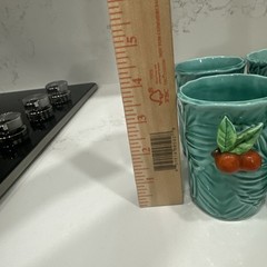 Vintage Napco 1962 Juice Glasses Set Of 4 Teal With Oranges