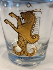 VTG Celestial Zodiac Astrology Capricorn Anchor Hocking Horoscope Glass Gold