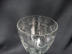 Unknown Maker Clear Panel Optic Grey Cut 10oz Water Goblet UNK10644 Dots Floral
