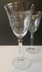 Crystal Etched Wine Goblets Set Of 4 Long Stem Silver Rim Wine Enthusiast