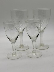 Set of 4 Etched Swirl Stemware Glasses – Wine / Cocktail Glasses