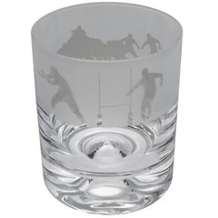Whiskey Glass Decorated Rugby Sandblast Sport Drinking Tumbler Gift Boxed Animo