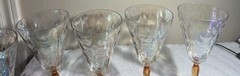 Vintage 1930s Fostoria Cellini Loop Optic Amber Stem Wine Goblets – Set of 5