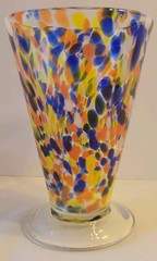 Hand Blown Confetti Art Glass Footed Drinkware Tumbler 1 Source