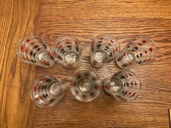 VTG MCM Playing Cards Suits 5 1/8” Highball Cocktail Bar Glasses (set of 7)
