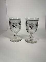 Set Of 2 Vintage Libbey Silver Leaf Frosted Water Goblets MCM Excellent EUC