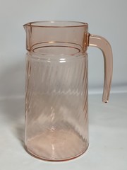 Vtg Rosaline Pink Glass Pitcher Swirl Optic 48 Oz Cristal DArques Durand 8 3/8″