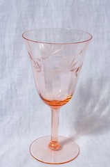 Tiffin Franciscan Pink Optic Panel Floral Set 4 Wine Glasses 14196-10