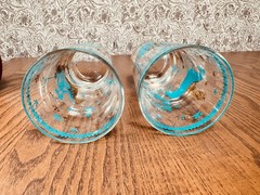 RARE Mid Century Cera Glasses Persian Women Horse MCM High Ball Culver Gold Blue