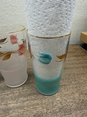 Vintage 6 MCM Tumblers 10oz Multicolor & Gold Accent ~ Handpainted~ Barware
