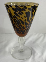 Global Amici Safari Leopard Tortoise Wine Water Goblet Handblown Glass Jungle