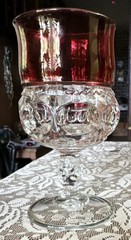 Ruby Glass Goblet in Red and Clear, Round Glossy Drinkware