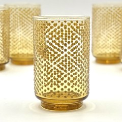 (5) Vintage Libbey MCM Amber Hobnail Drinking Glass Tumblers 4.5″ Tall G1002