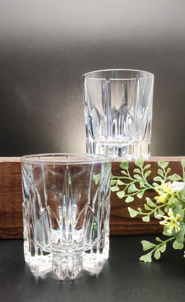 Two (2) Mikasa Berkeley Crystal Low-ball glasses. Elegant and Beautiful Pattern.