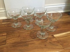 RARE Thick stem Heavy Tall tint Green Glass champagne coupe Set 6-Glass 5»X4»