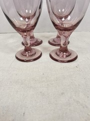 Vintage Libbey Wine Glasses Water Goblets Pink Stemmed Premiere Plum Set of 4