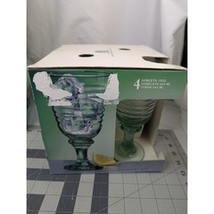 Libbey Sirrus Coolers Goblets 15 Oz Spanish Green Lot of 4 Glass
