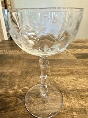Vintage Set 10 Etched Coupe Champagne Glasses Grapes/Vines 1930 Tiffin Style