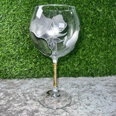 Floral Hand Painted Gilded Wine Art Glass AMADEO Verona ITALY Una Alla Volta