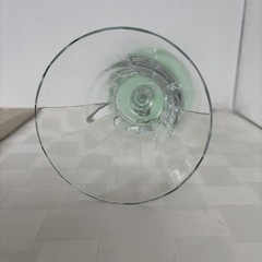1 – Tiffin 15022 Clear w/Green Wafer & Foot Tall Water. Vertical Line Optic Bowl